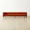 Marconi 4-Seater Tufted Rust Velvet Sofa
