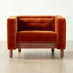 Marconi Tufted Rust Velvet Accent Chair