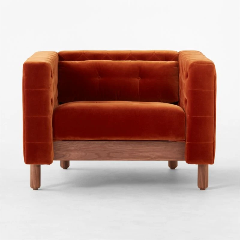 Marconi Tufted Rust Velvet Accent Chair 3 Marconi Tufted Rust Velvet Accent Chair - Image 3