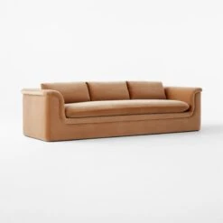 Mardones Camel Brown Velvet Sofa -Cb2 Sales 2024 MardonesCamelVlvtSofa3QSSF23