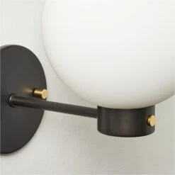 Marra Black Globe Wall Sconce Light -Cb2 Sales 2024 MarraBkBrsSingleSconceAVSHS23