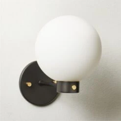 Marra Black Globe Wall Sconce Light -Cb2 Sales 2024 MarraBkBrsSingleSconceSHS23