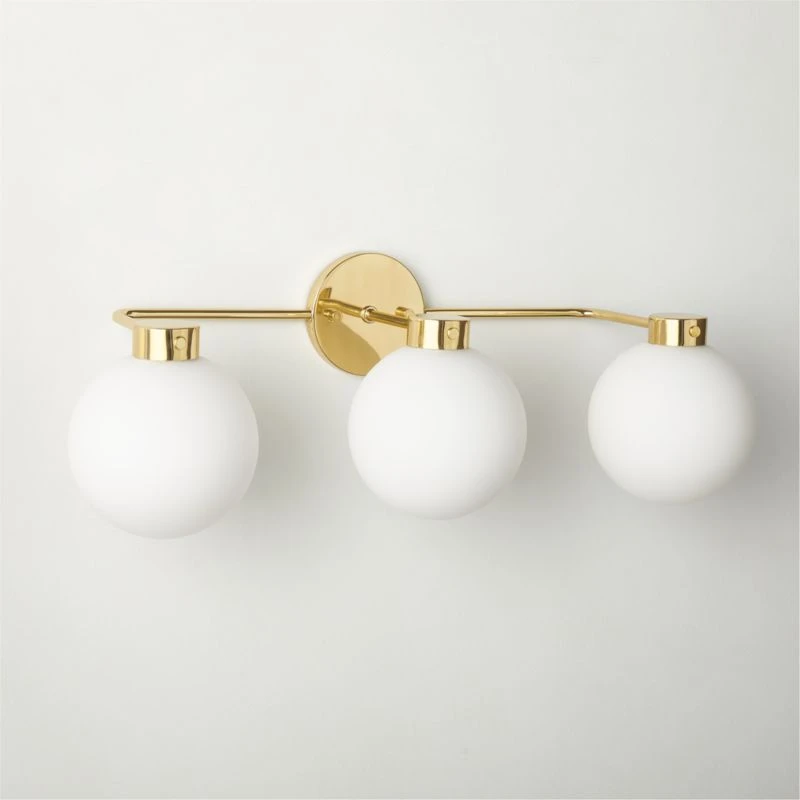 Marra 3-Bulb Polished Brass Globe Vanity Light 1 Marra 3-Bulb Polished Brass Globe Vanity Light