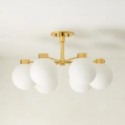 Marra 6-Bulb Polished Brass Flush Mount Light