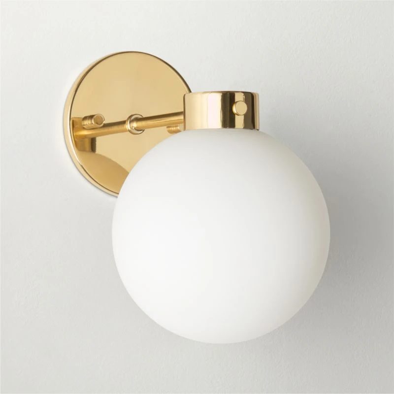 Marra Polished Brass Globe Wall Sconce Light 1 Marra Polished Brass Globe Wall Sconce Light