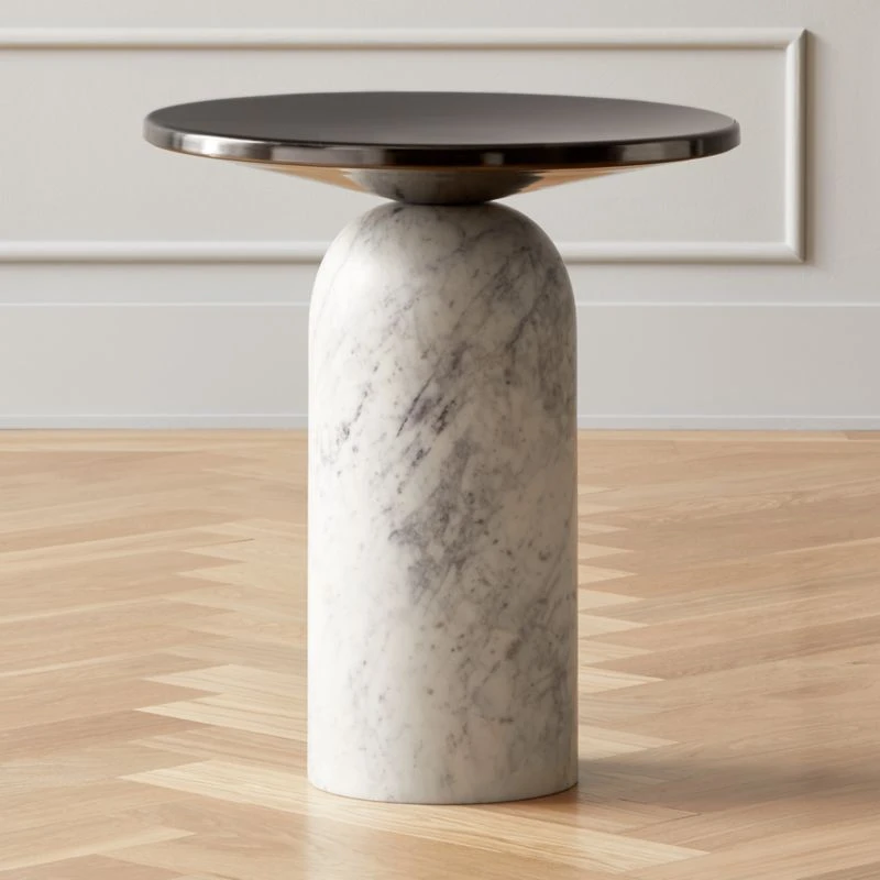Martini Side Table With White Marble Base 1 Martini Side Table With White Marble Base