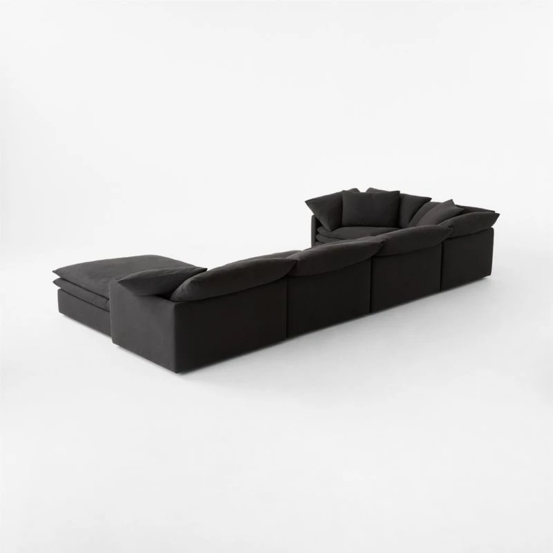 Mattea 6-Piece Charcoal Black Performance Linen Sectional Sofa With Right Arm 5 Mattea 6-Piece Charcoal Black Performance Linen Sectional Sofa With Right Arm - Image 5