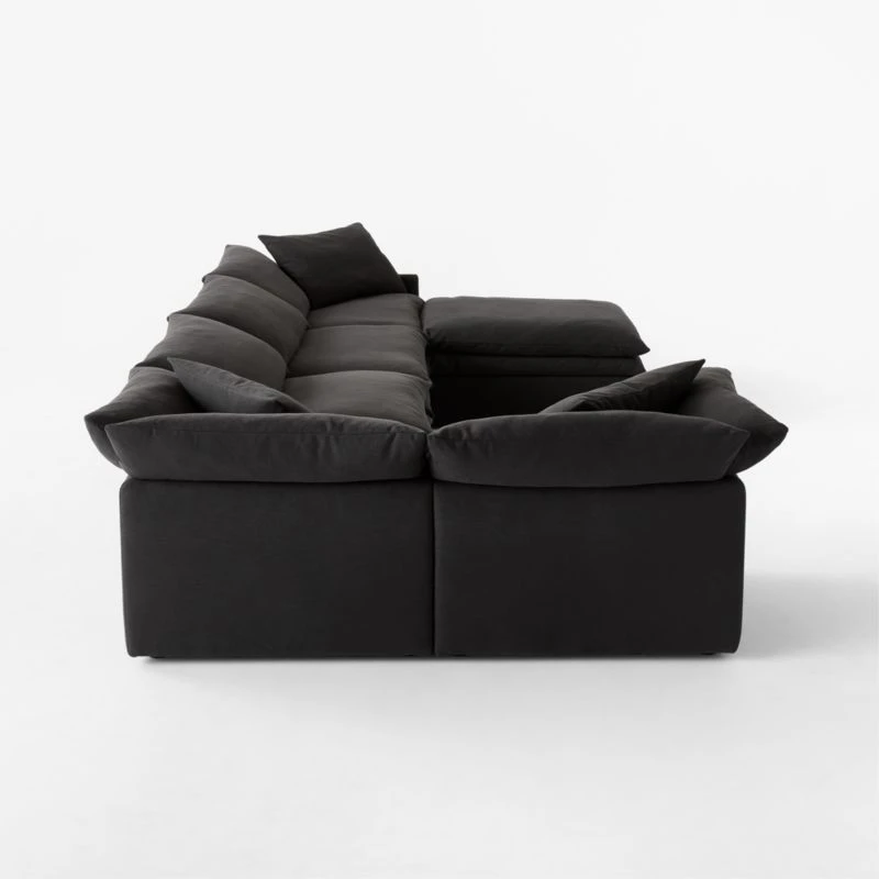 Mattea 6-Piece Charcoal Black Performance Linen Sectional Sofa With Right Arm 4 Mattea 6-Piece Charcoal Black Performance Linen Sectional Sofa With Right Arm - Image 4