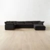 Mattea 6-Piece Charcoal Black Performance Linen Sectional Sofa With Right Arm