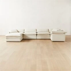 Mattea 6-Piece U-Shaped Neutral Performance Linen Sectional Sofa With Left Arm