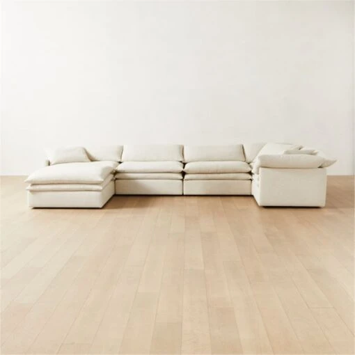 Mattea 6-Piece U-Shaped Neutral Performance Linen Sectional Sofa With Left Arm -Cb2 Sales 2024 Mattea6PcNatLASectSHS23