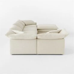 Mattea 6-Piece U-Shaped Neutral Performance Linen Sectional Sofa With Right Arm -Cb2 Sales 2024 Mattea6PcNatRASectSDSSS23