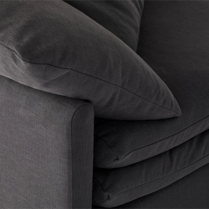 Mattea 6-Piece Charcoal Black Performance Linen Sectional Sofa With Right Arm 6 Mattea 6-Piece Charcoal Black Performance Linen Sectional Sofa With Right Arm - Image 6