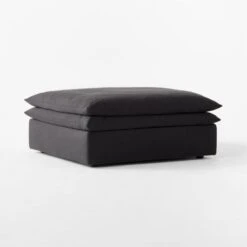 Mattea Onyx Black Performance Linen Ottoman 6 Mattea Onyx Black Performance Linen Ottoman -Cb2 Sales 2024 MatteaOnyxOttoman3QSSS23