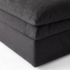 Mattea Onyx Black Performance Linen Ottoman 7 Mattea Onyx Black Performance Linen Ottoman -Cb2 Sales 2024 MatteaOnyxOttomanAVSSS23