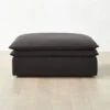 Mattea Onyx Black Performance Linen Ottoman