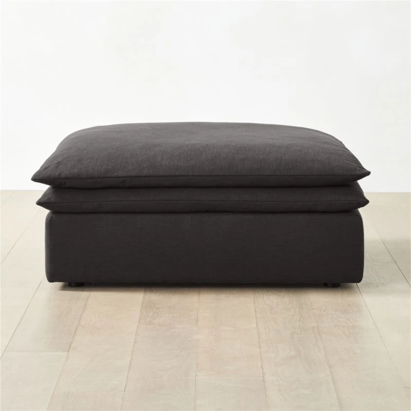 Mattea Onyx Black Performance Linen Ottoman 1 Mattea Onyx Black Performance Linen Ottoman