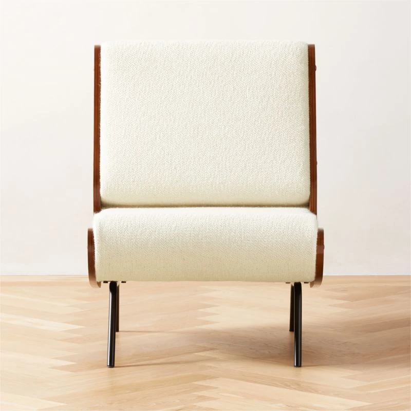 Meda Ivory Wool Armless Lounge Chair 1 Meda Ivory Wool Armless Lounge Chair