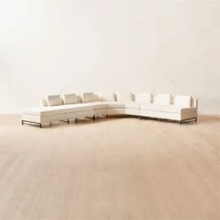 Metric Curved 3-Piece L-Shaped White Boucle Sectional Sofa With Left Arm