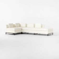 Metric 3-Piece L-Shaped White Boucle Sectional Sofa With Right Half-Back -Cb2 Sales 2024 Metric3pcWhtBclRAHBSect3QSSF22