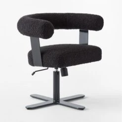 Mezza Charcoal Grey Boucle Office Chair -Cb2 Sales 2024 MezzaCharcBclChair3QSSS23