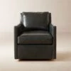 Monsef Black Leather Swivel Chair