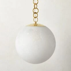 Moon Globe Pendant Light With Brass Chain 14"
