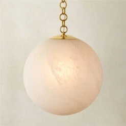 Moon Globe Pendant Light With Brass Chain 21" -Cb2 Sales 2024 MoonBrsPendantLight21inROS23
