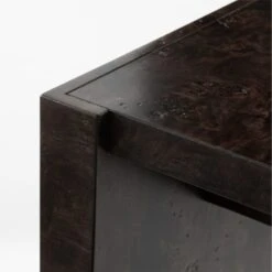Niche Charcoal Brown Burl Wood Console Table 54" 9 Niche Charcoal Brown Burl Wood Console Table 54" -Cb2 Sales 2024 NicheBlkBrlwdConsole54inAVSSS23