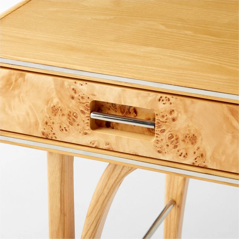 Noemie 3-Drawer Burl Wood Office Desk 6 Noemie 3-Drawer Burl Wood Office Desk - Image 6