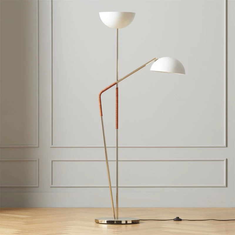 Pavo Champagne Brass Double Floor Lamp 1 Pavo Champagne Brass Double Floor Lamp