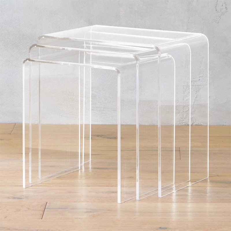 3-Piece Peekaboo Acrylic Nesting Table Set 1 3-Piece Peekaboo Acrylic Nesting Table Set
