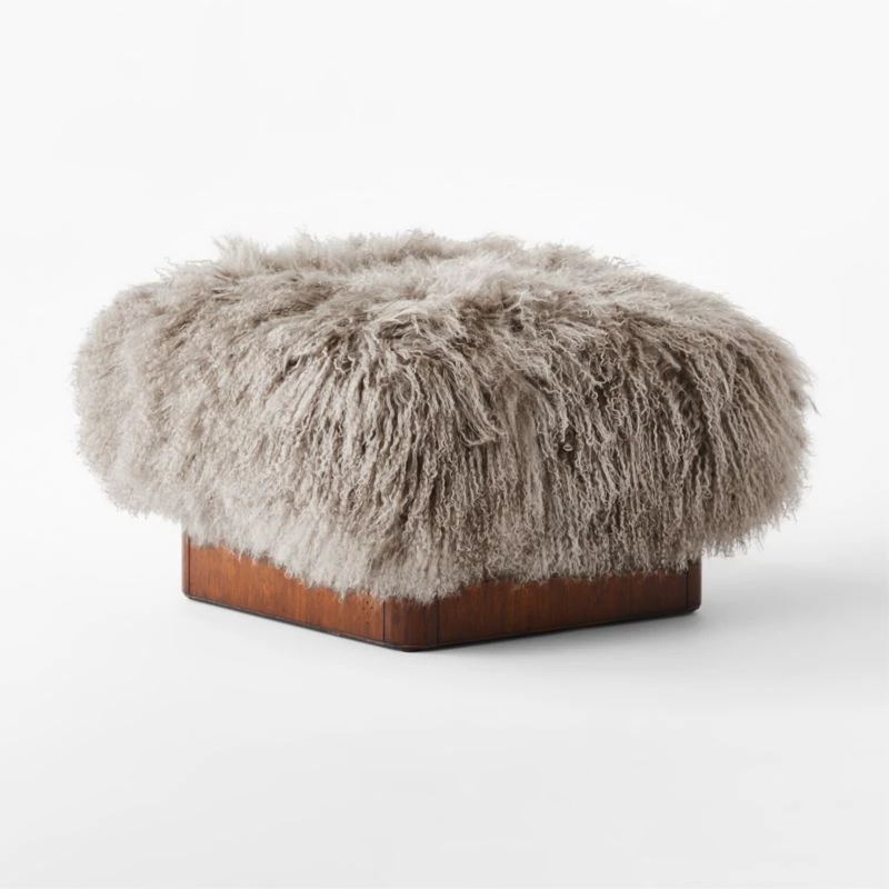 Pelosa Sheepskin Ottoman 4 Pelosa Sheepskin Ottoman - Image 4