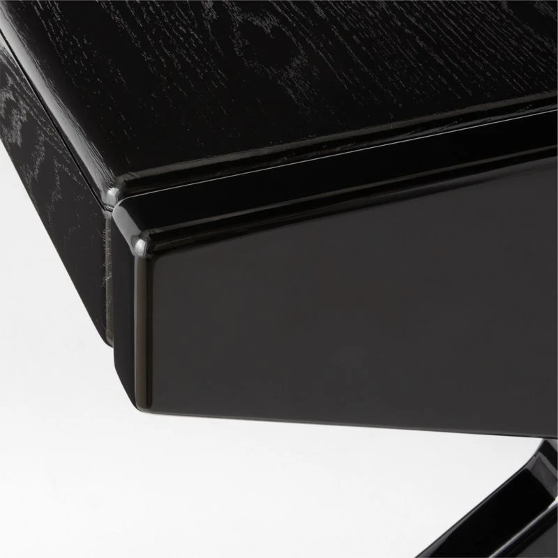 Perno 2-Drawer High-Gloss Black Oak Wood Desk 10 Perno 2-Drawer High-Gloss Black Oak Wood Desk - Image 10
