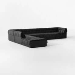 Pezzo 6-Piece L-Shaped Black Leather Sectional Sofa With Right Arm 8 Pezzo 6-Piece L-Shaped Black Leather Sectional Sofa With Right Arm -Cb2 Sales 2024 Pezzo6PcBlkLthrRASect3QSSS23