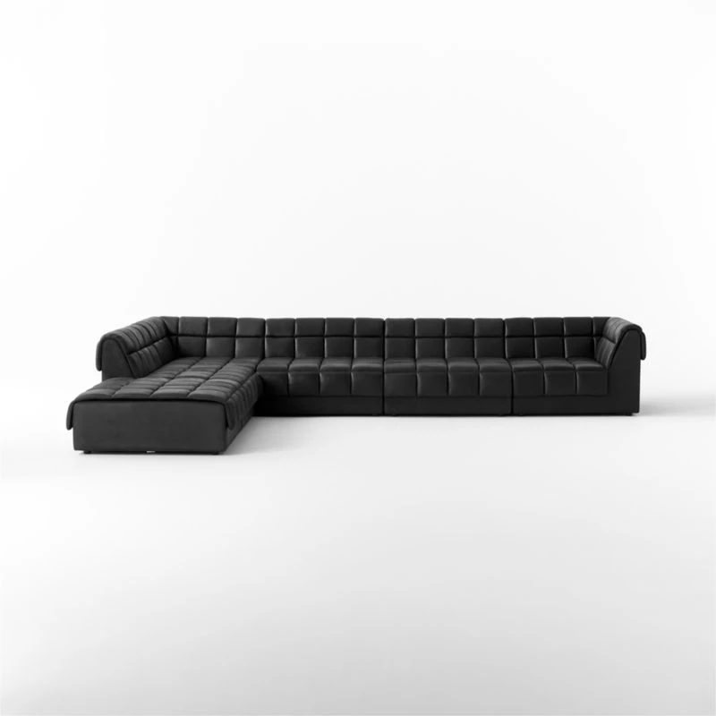 Pezzo 6-Piece L-Shaped Black Leather Sectional Sofa With Right Arm 2 Pezzo 6-Piece L-Shaped Black Leather Sectional Sofa With Right Arm - Image 2