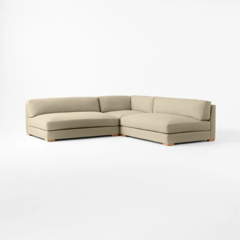 Piazza 3-Piece Modular Camel Brown Boucle Sectional Sofa With White Oak Legs 3 Piazza 3-Piece Modular Camel Brown Boucle Sectional Sofa With White Oak Legs - Image 3