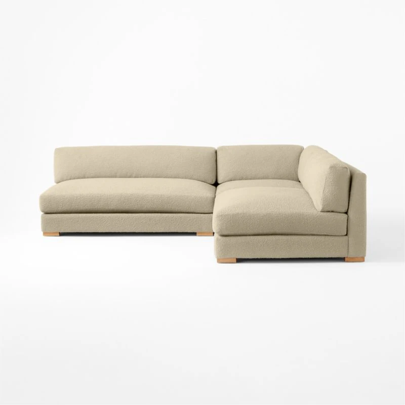 Piazza 3-Piece Modular Camel Brown Boucle Sectional Sofa With White Oak Legs 2 Piazza 3-Piece Modular Camel Brown Boucle Sectional Sofa With White Oak Legs - Image 2