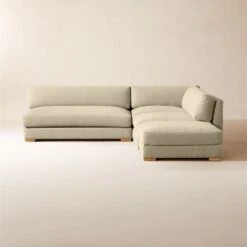 Piazza 4-Piece Modular Camel Brown Boucle Sectional Sofa With White Oak Legs 105''