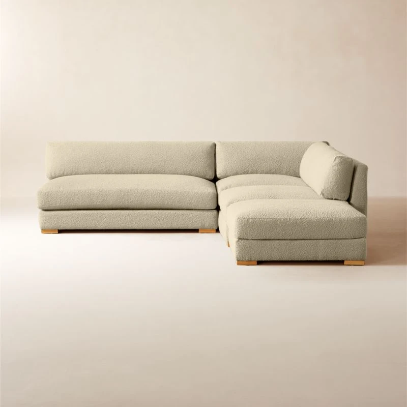 Piazza 4-Piece Modular Camel Brown Boucle Sectional Sofa With White Oak Legs 105'' 1 Piazza 4-Piece Modular Camel Brown Boucle Sectional Sofa With White Oak Legs 105''