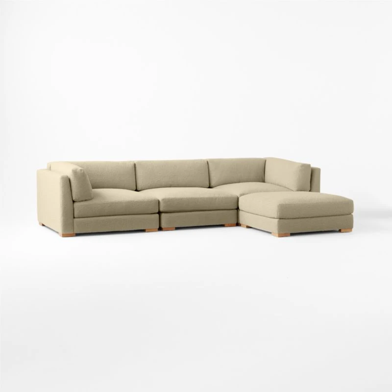 Piazza 4-Piece Modular Camel Brown Boucle Sectional Sofa With White Oak Legs 3 Piazza 4-Piece Modular Camel Brown Boucle Sectional Sofa With White Oak Legs - Image 3