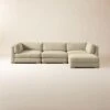 Piazza 4-Piece Modular Camel Brown Boucle Sectional Sofa With White Oak Legs