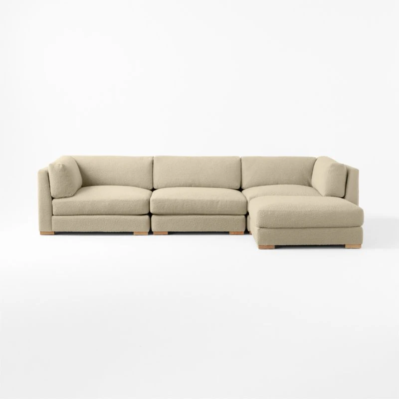 Piazza 4-Piece Modular Camel Brown Boucle Sectional Sofa With White Oak Legs 2 Piazza 4-Piece Modular Camel Brown Boucle Sectional Sofa With White Oak Legs - Image 2