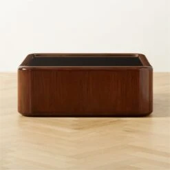 Plier Square High-Gloss Walnut Wood Coffee Table