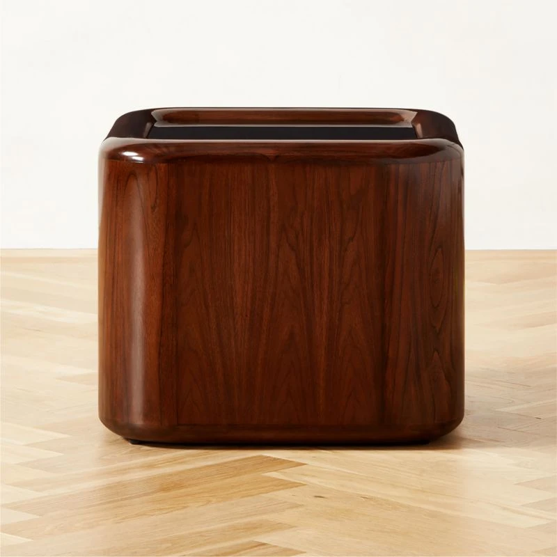 Plier High-Gloss Square Walnut Wood Side Table 1 Plier High-Gloss Square Walnut Wood Side Table