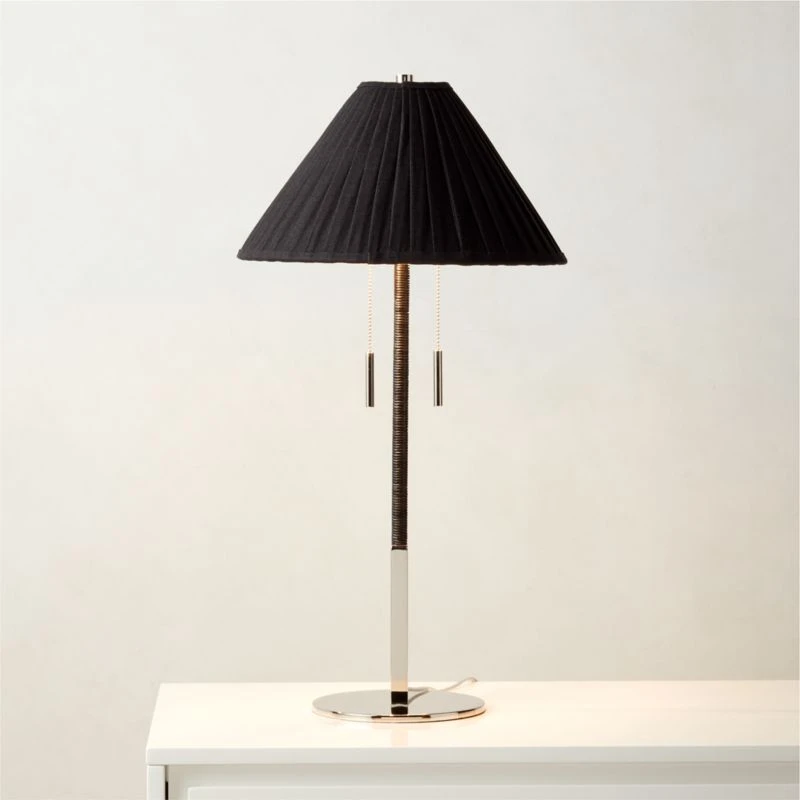Pogo Polished Nickel And Black Cane Table Lamp 2 Pogo Polished Nickel And Black Cane Table Lamp - Image 2
