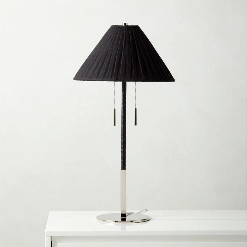 Pogo Polished Nickel And Black Cane Table Lamp 1 Pogo Polished Nickel And Black Cane Table Lamp