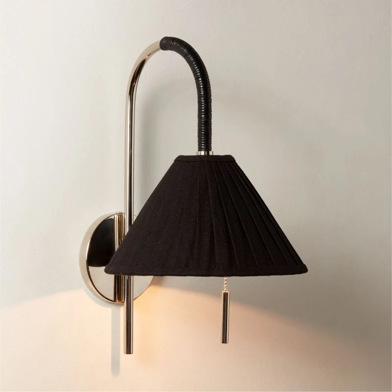 Pogo Polished Nickel And Black Cane Wall Sconce 2 Pogo Polished Nickel And Black Cane Wall Sconce - Image 2
