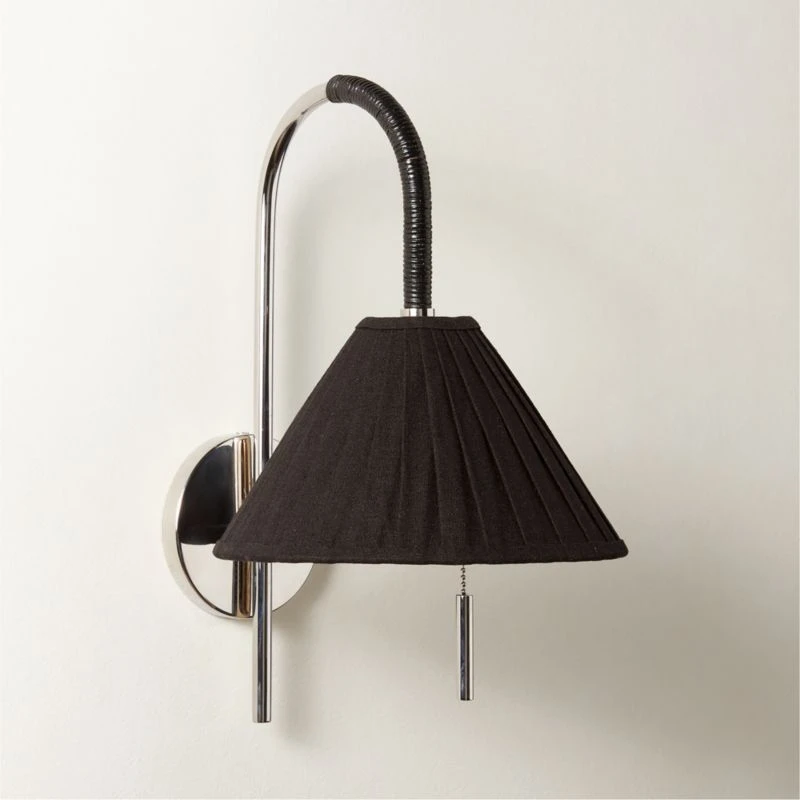 Pogo Polished Nickel And Black Cane Wall Sconce 1 Pogo Polished Nickel And Black Cane Wall Sconce