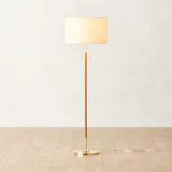Prix Leather And Polished Brass Floor Lamp -Cb2 Sales 2024 PrixBrnLthrFloorLampROS23